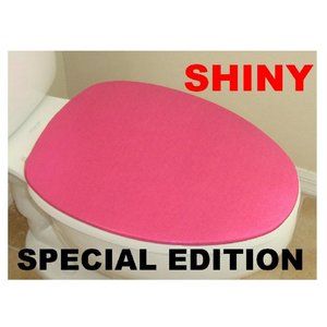 Shiny Fabric Lid Cover toilet SEAT Round & Elongated HandMade USA - Pink Bright